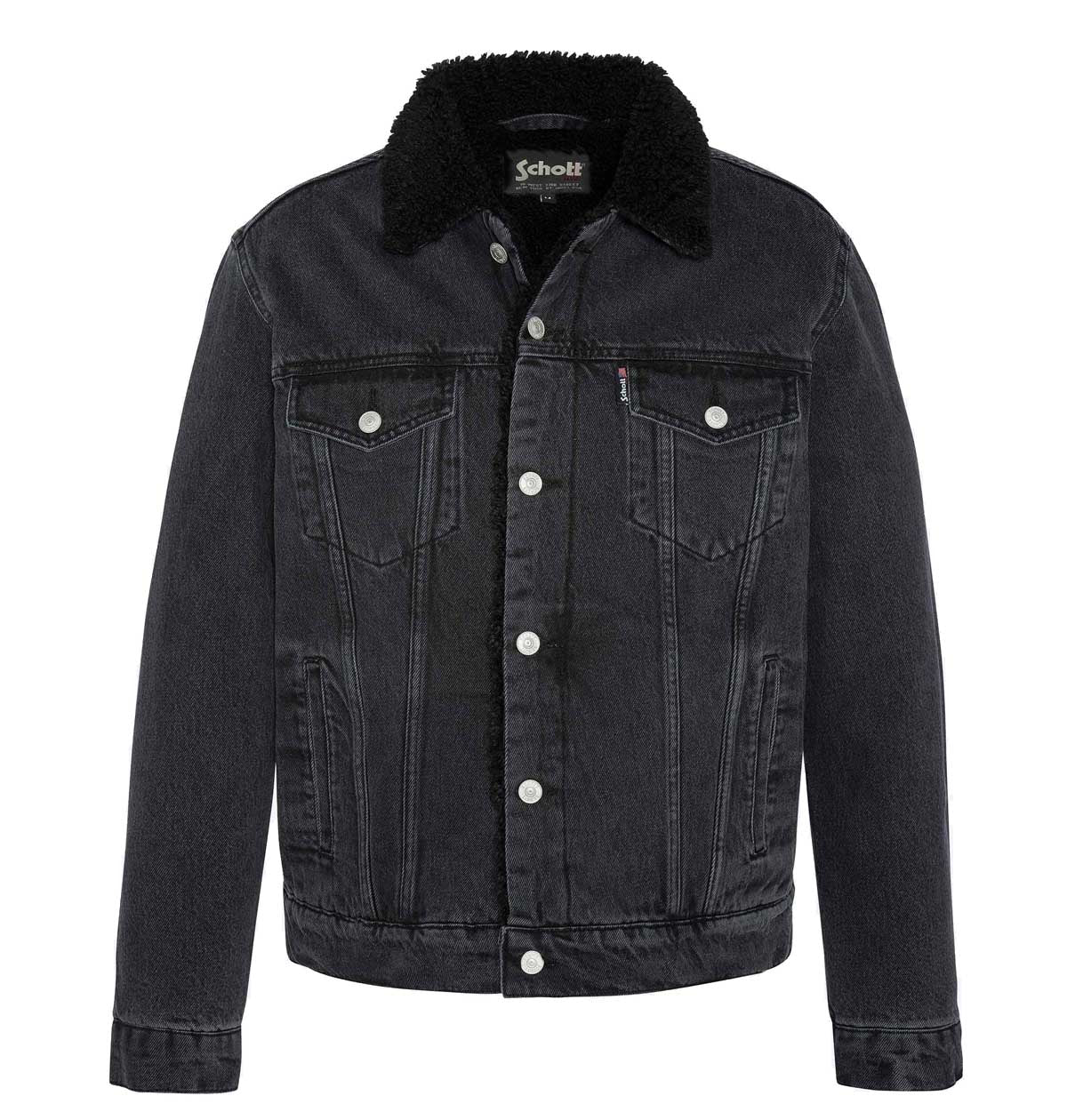SCHOTT DENIM JACKET WITH SHERPA LINING GRAY – Chopper Monster